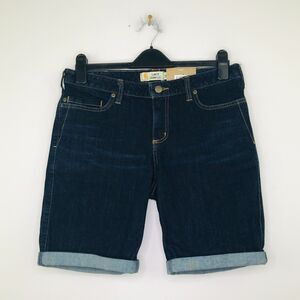 Carhartt Womens 10 Denim Shorts Blue Slim Fit Skinny Leg Layton Bermuda NWT BG20